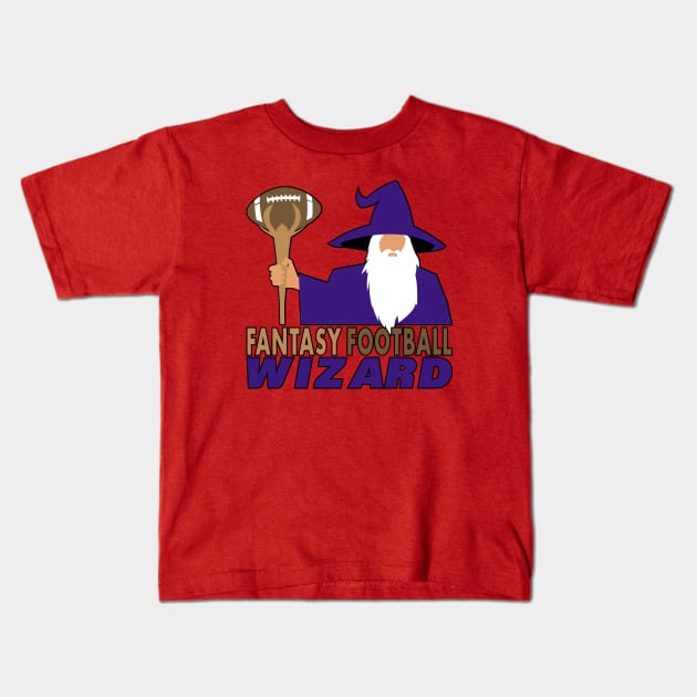 Fantasy Football Wizard Kids T-Shirt by doctorheadly